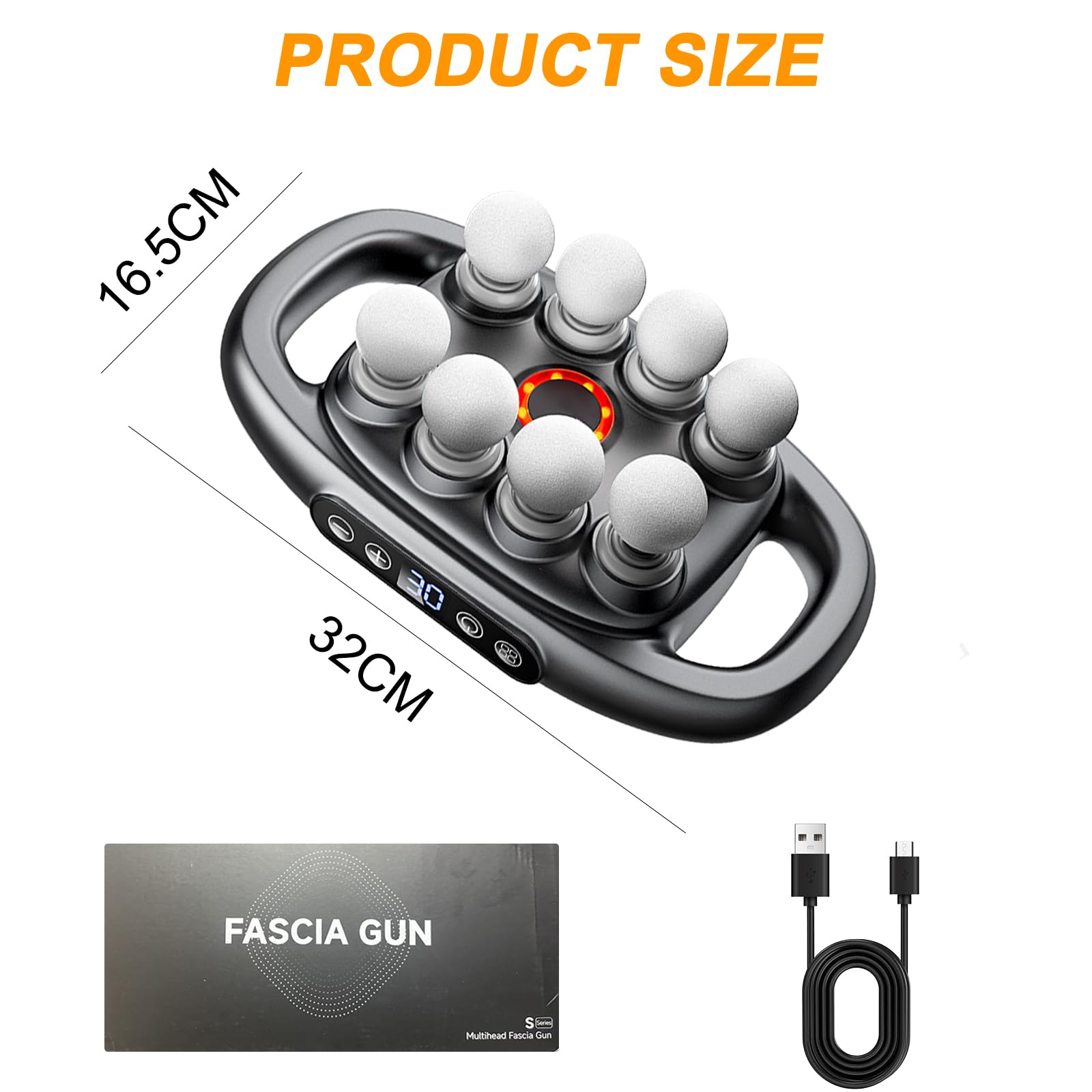 Pistolet de massage à 8 têtes – Pistolet de massage musculaire pour tissus profonds, soulagement de la douleur musculaire, masseur de cou pour jambes, cou, dos, épaules, masseur du dos, accessoires de