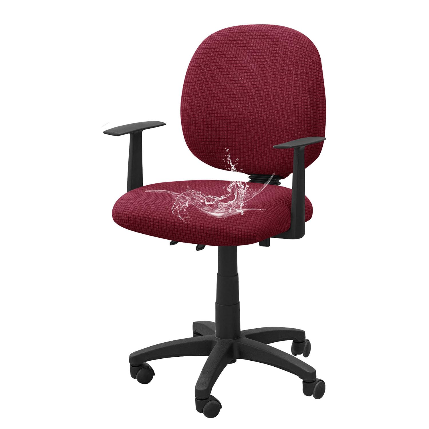 YOPOIY Split Office Chair Cover, Stretch Desk Chair Cover with Backrest and Seat Cover, Washable Computer Chair Covers, Rotating Chair Slipcovers for Home Office (burgundy,one size)