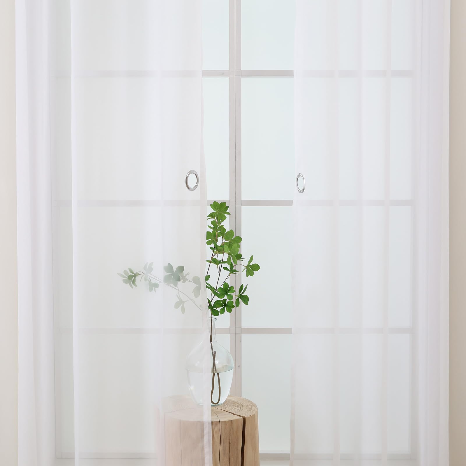 L.Z.E White Voile Curtains for Living Room 63 Inch Drop Sheer White Curtains & Drapes for Bedroom 160 cm Length Short