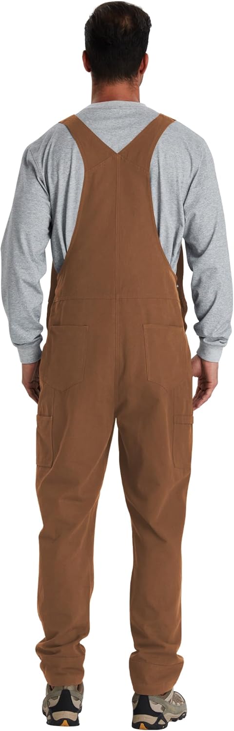 Men's Duck Bib Overalls - Double Front Unlined Utility Canvas Workwear with Adjustable Straps & Multiple Tool Pockets - Image 3