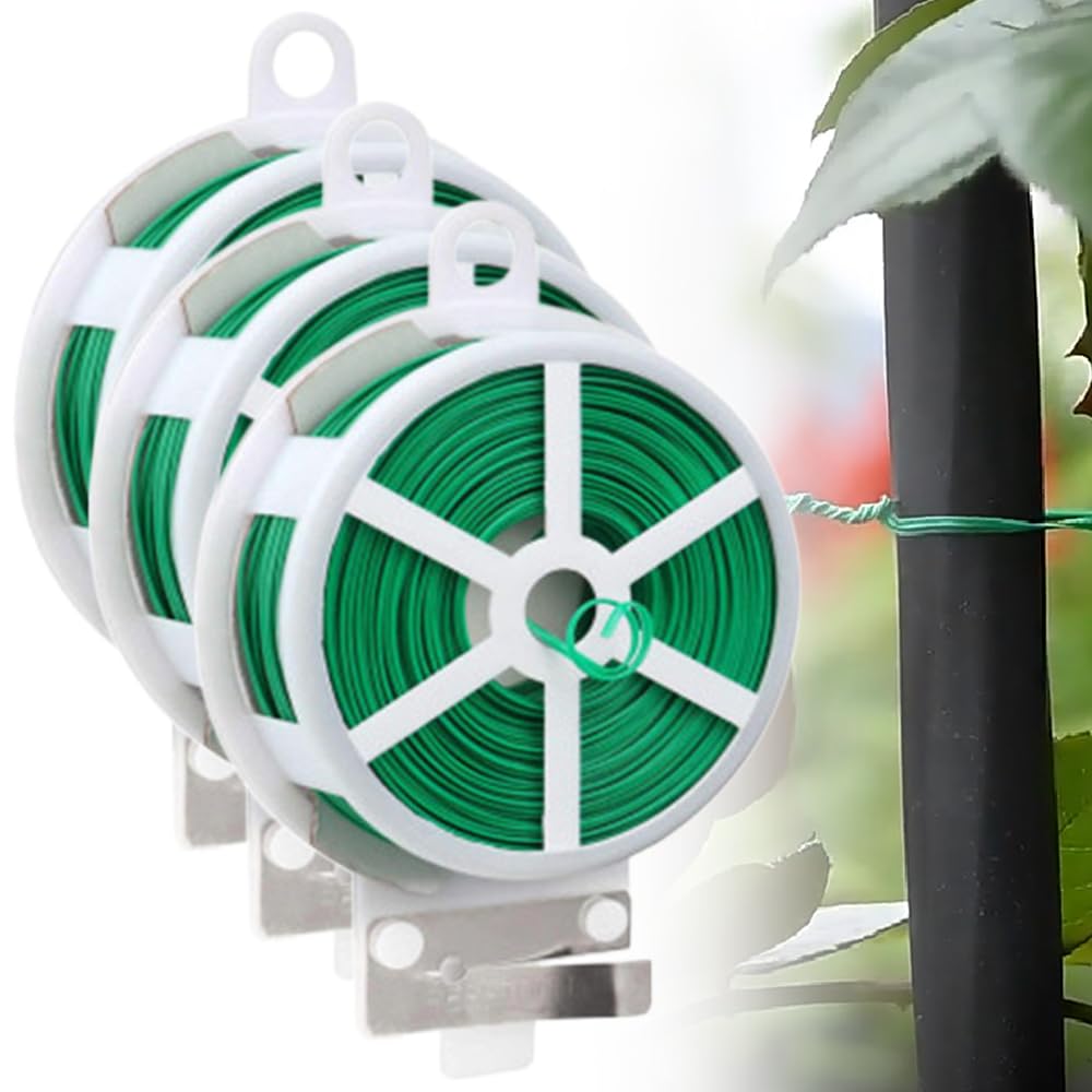 Pflanzenbinder für Outdoor-Pflanzen, Gartenpflanzenbinder Twist Ties Pflanzenstützbinder Gartenbinder für Kletterpflanzen, Tomatenbinder Gemüsebinder für Pflanzen, Gartenwerkzeuge (3, Grün, 50 m)
