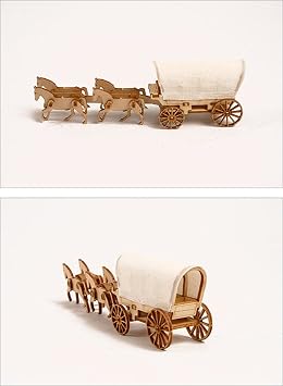 Wooden Desktop Model Kit Western Wagon Set