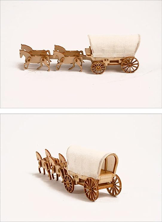 Wooden Desktop Model Kit Western Wagon Set