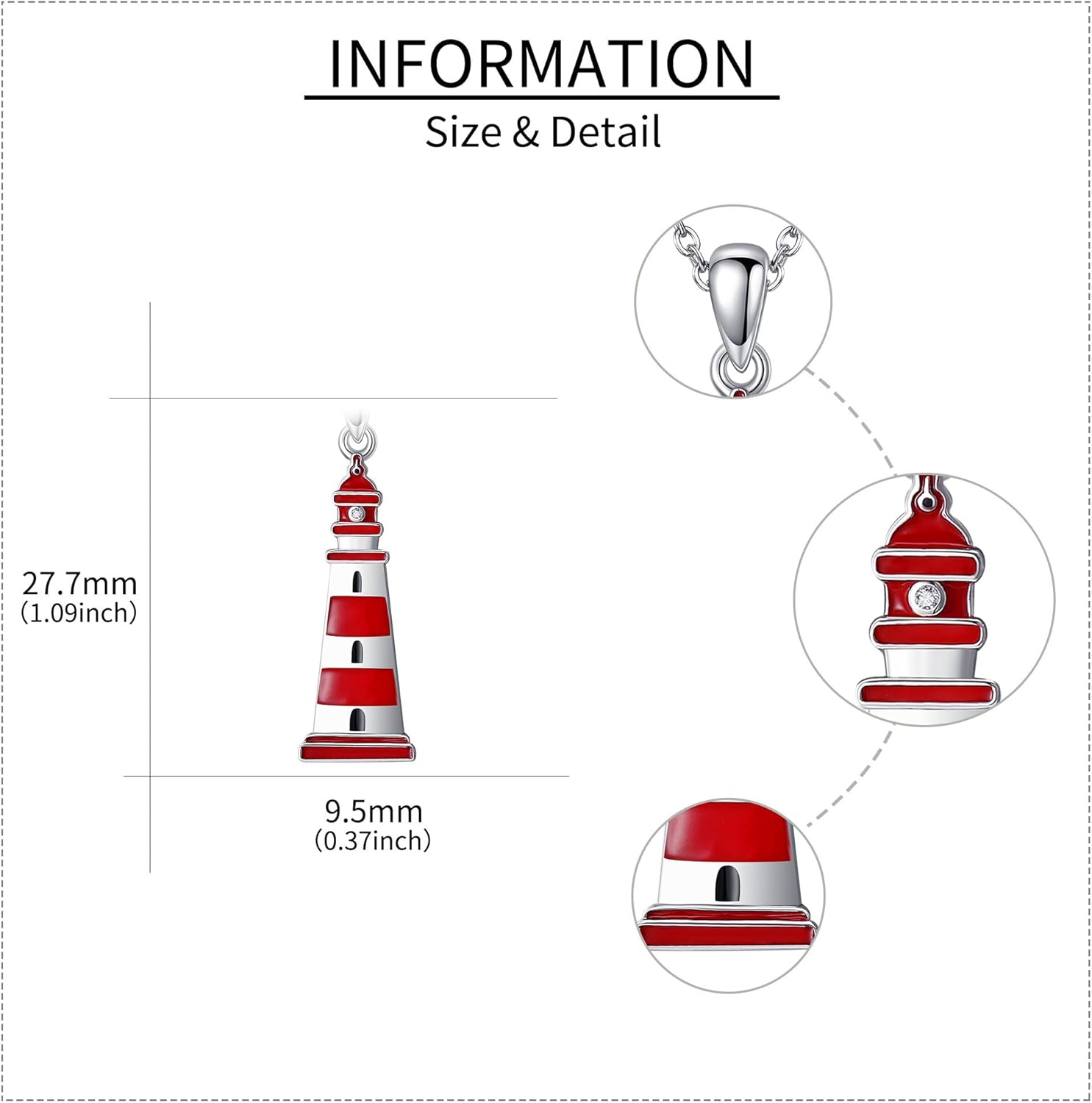 Lighthouse Gifts Sterling Silver Red Lighthouse Necklace for Women - Image 5