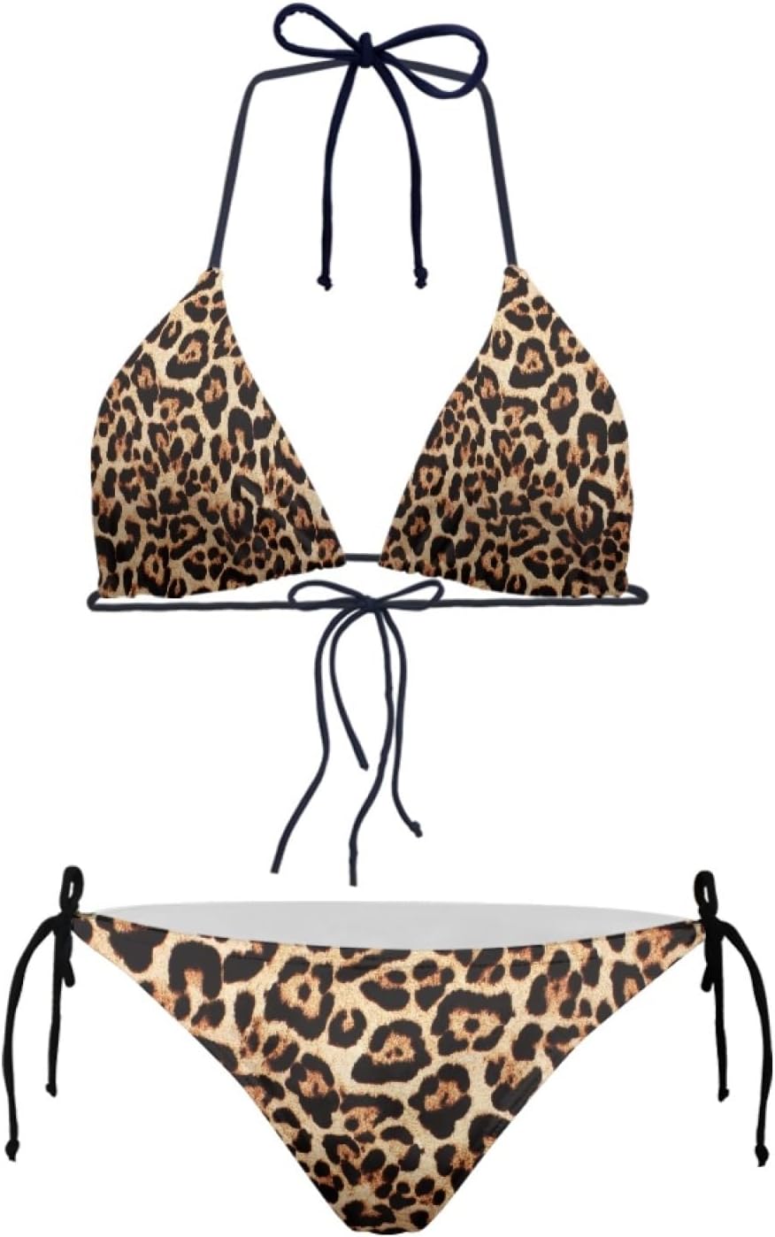 JEOCODY Women's High Waist Halter Bikini Set Two Piece Swimsuits String Triangle Bikini Sets