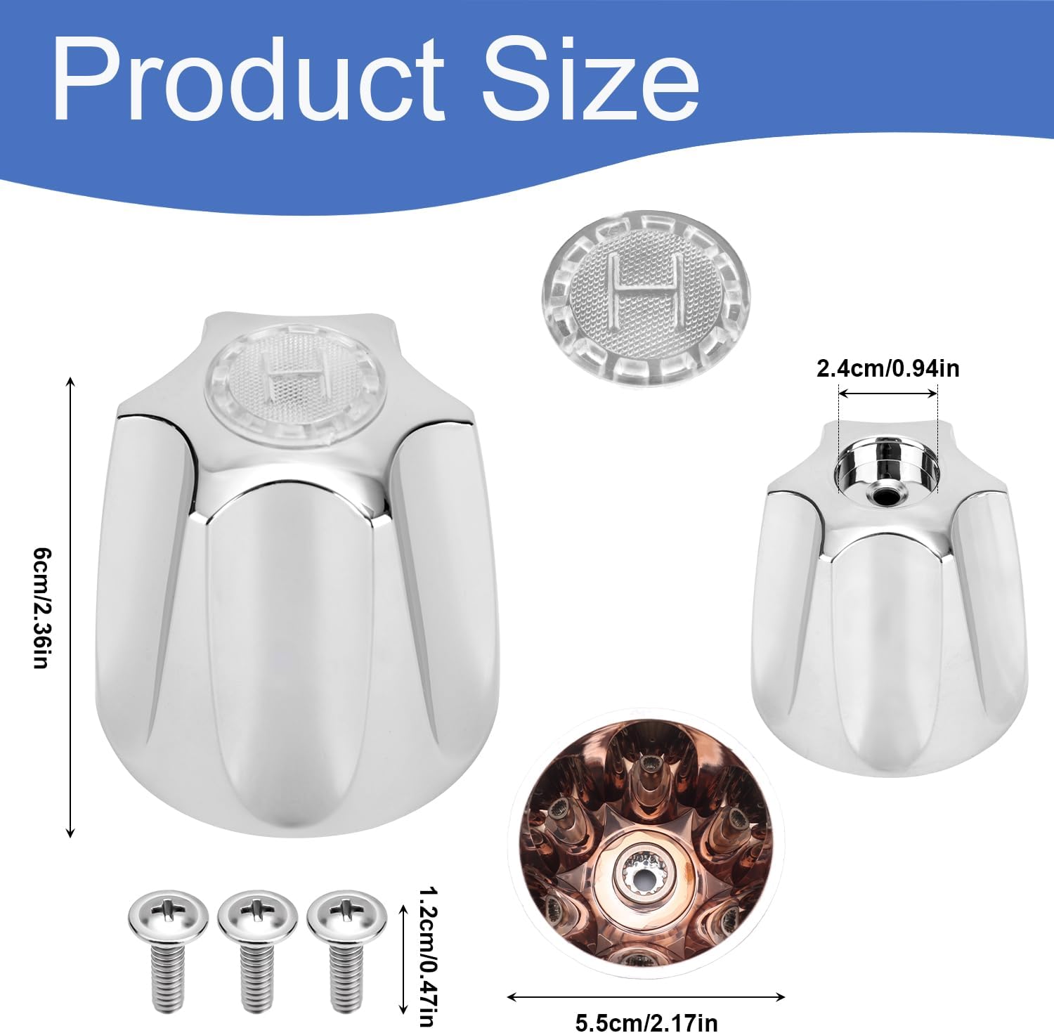 3pcs Shower Knob Replacement, Plastic Shower Faucet Handle Hot & Cold Bathroom Faucet Knobs Replacement Compatible with Price Pfister Verve Tub/Bathtub Shower