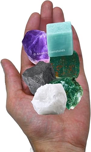 Vista 5 de Cristales de Amazing Gemstone para el Control de la Presión Sanguínea, Juego de 6 Piedras Sangrantes, Hematita, Ágata de Musgo, Tiendaita, Cuarzo