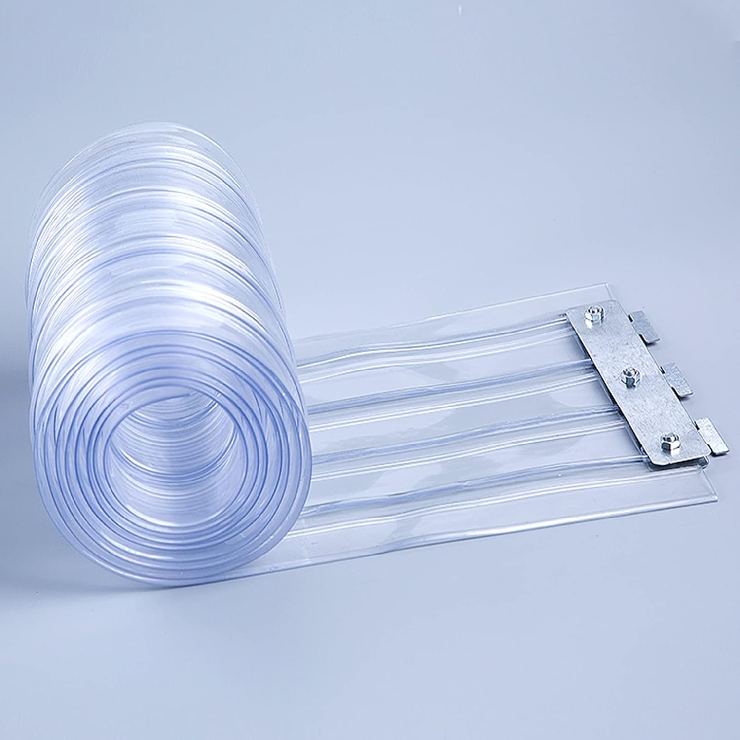 Ribbed Plastic Vinyl Strip Door Curtain - Clear Waterproof Commercial PVC Vinyl Strips for Warehouse Doors,Walk-in Freezers Basement Stable，with 3cm Overlap Door Kit