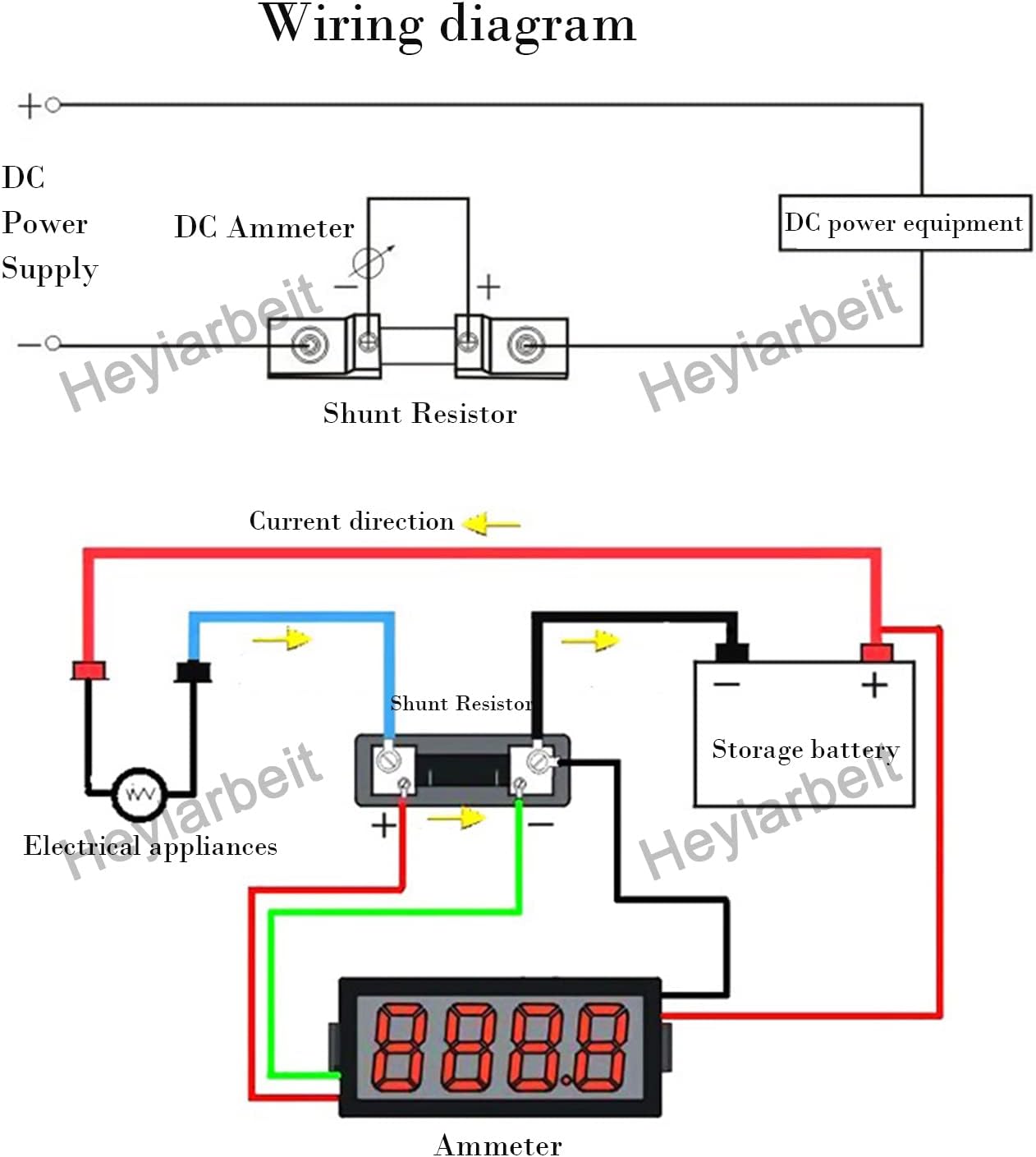 Heyiarbeit 600A 75mV DC Current Meter Shunt Resistor Resistance for DC Ammeter Shunt FL-2