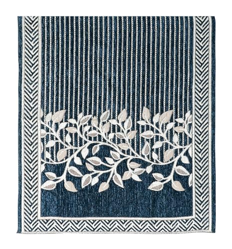 Image of Nendle Premium Chenille Floral Sofa Mat Arms Cover Only - Soft & Durable Protector for L Shape /Standard Sofa Set (58 cm, Blue, 1 Piece)