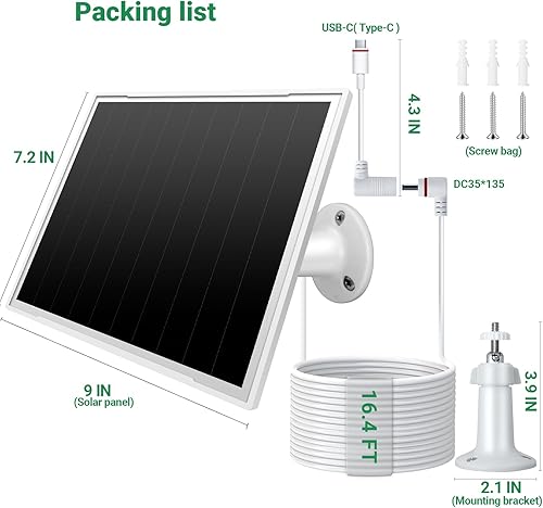 Miniatura 6 de Paquete de 2 paneles solares para cámara de anillocámaras Wyze, cargador solar de 8 W compatible con Stick Up Cam ProPlus y Spotlight Cam (batería)