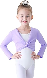Ballet Wrap Top Cotton Long Sleeve Dance Cardigan Shrug for Girls Black Pink White 3-13 Years - Buy now