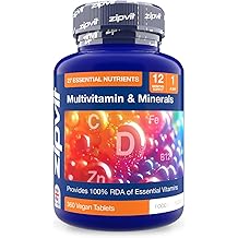 Zipvit Multivitamin & Minerals, 27 Essential Nutrients, 100% Daily Multivitamins, 360 Vegan Multivitamin Tablets for Women & Men