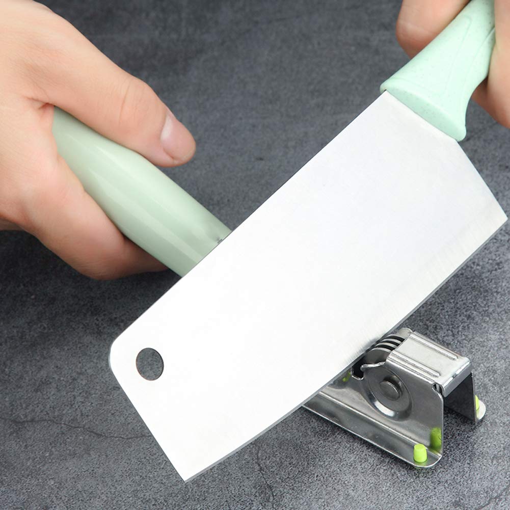 Affilacoltelli da Cucina, Aspetto Creativo Facile da Appendere Acciaio Inossidabile Resistente all'Usura Impugnatura Comoda Pietra per Affilare Multifunzionale Green