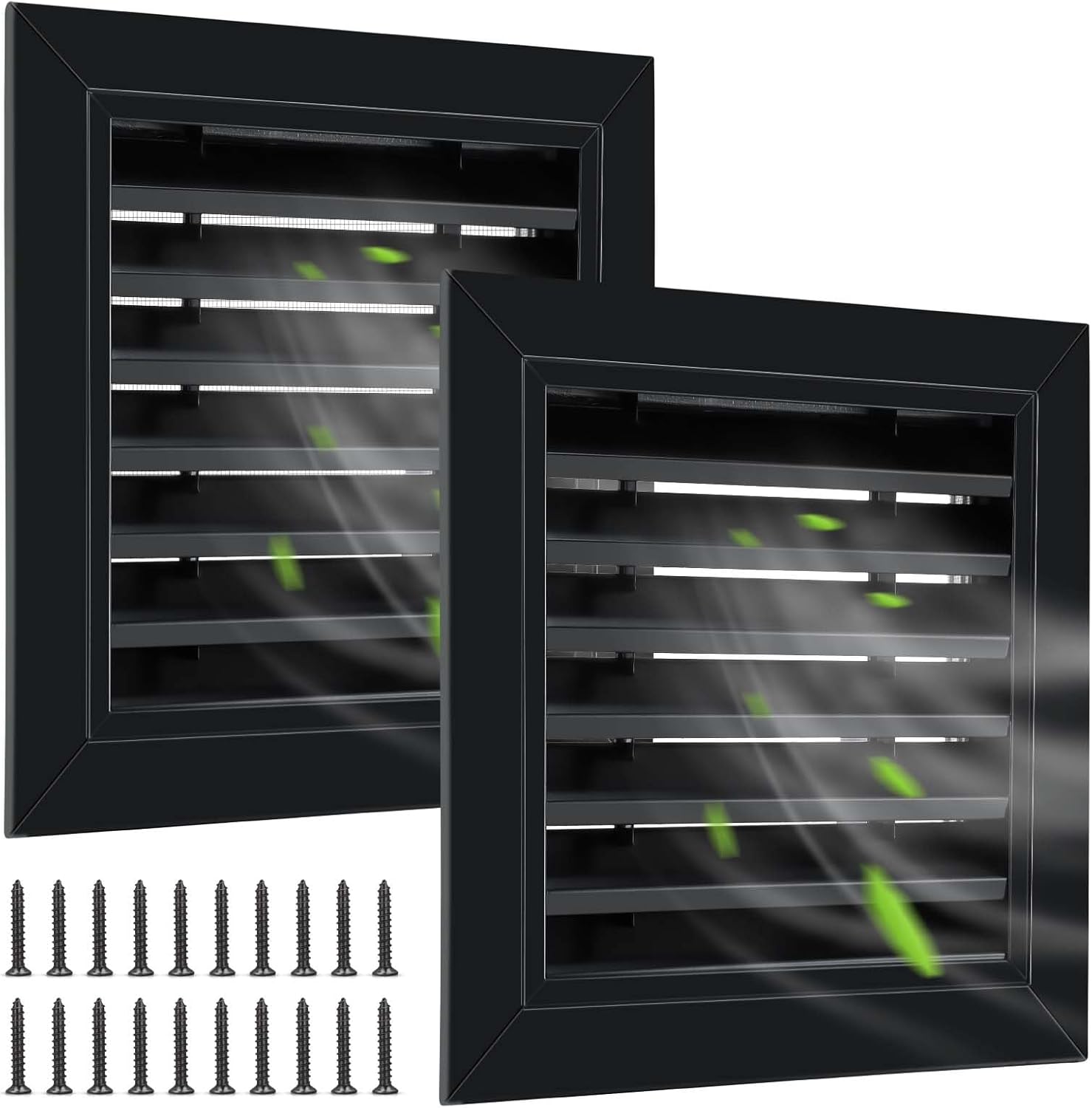 Gisafai 2 Pcs 12" x 12" Gable Vent Aluminum Alloy Wall Vents Shed Attic Vent with Screen Return Air Grill with Screws, for Ventilation Exterior Doors Wall House (Black)