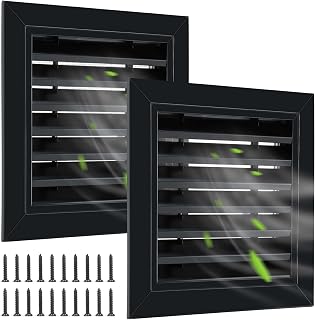 Gisafai 2 Pcs 12" x 12" Gable Vent Aluminum Alloy Wall Vents Shed Attic Vent with Screen Return Air Grill with Screws, for Ventilation Exterior Doors Wall House (Black)