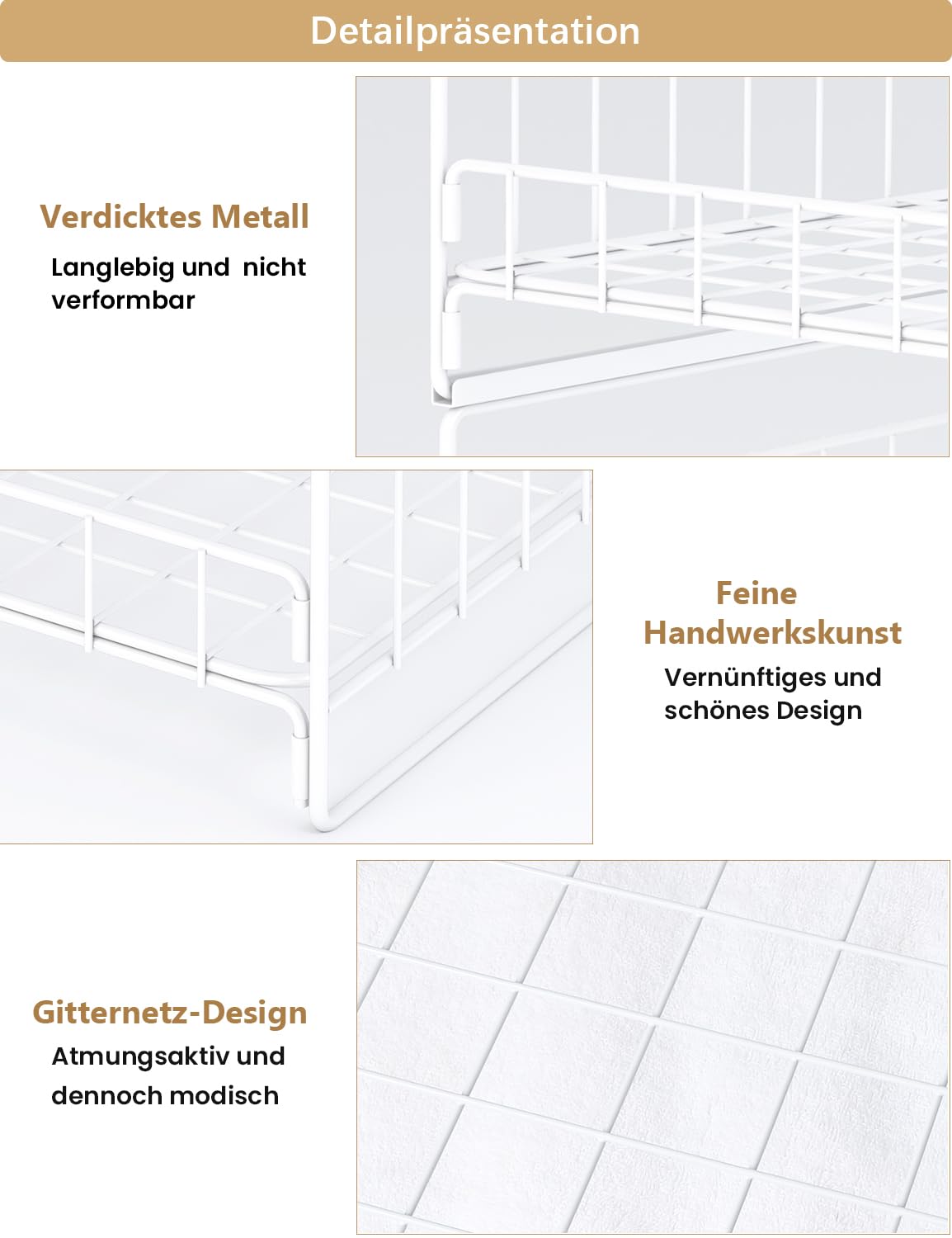 3 pezzi Contenitore impilabile per guardaroba, organizzatore per guardaroba, cestini per cassetti, sistema di organizzazione per cassetti, armadio pieghevole per casa e cucina Bianco