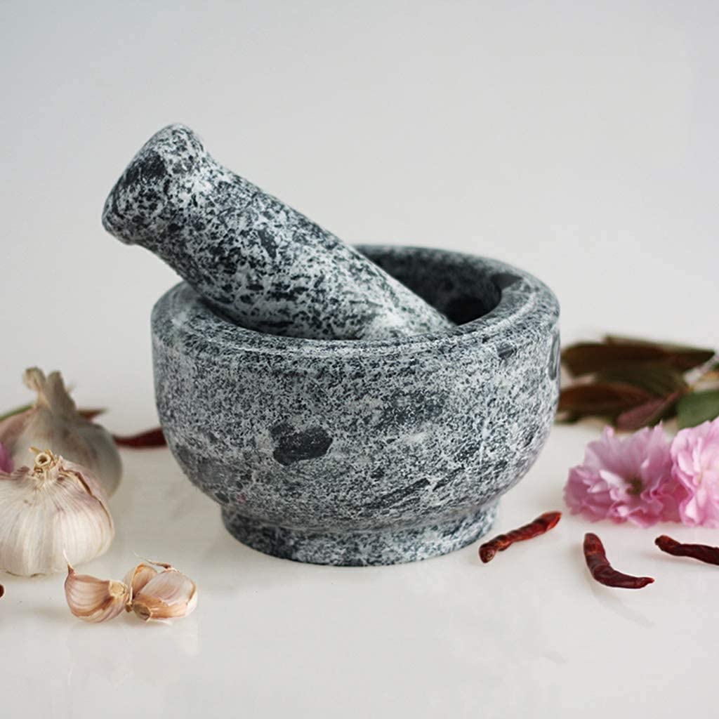 Ensemble mortier et Pilon en Pierre Naturelle, Bol, Pot, ustensile de Cuisine, broyeur d'herbes