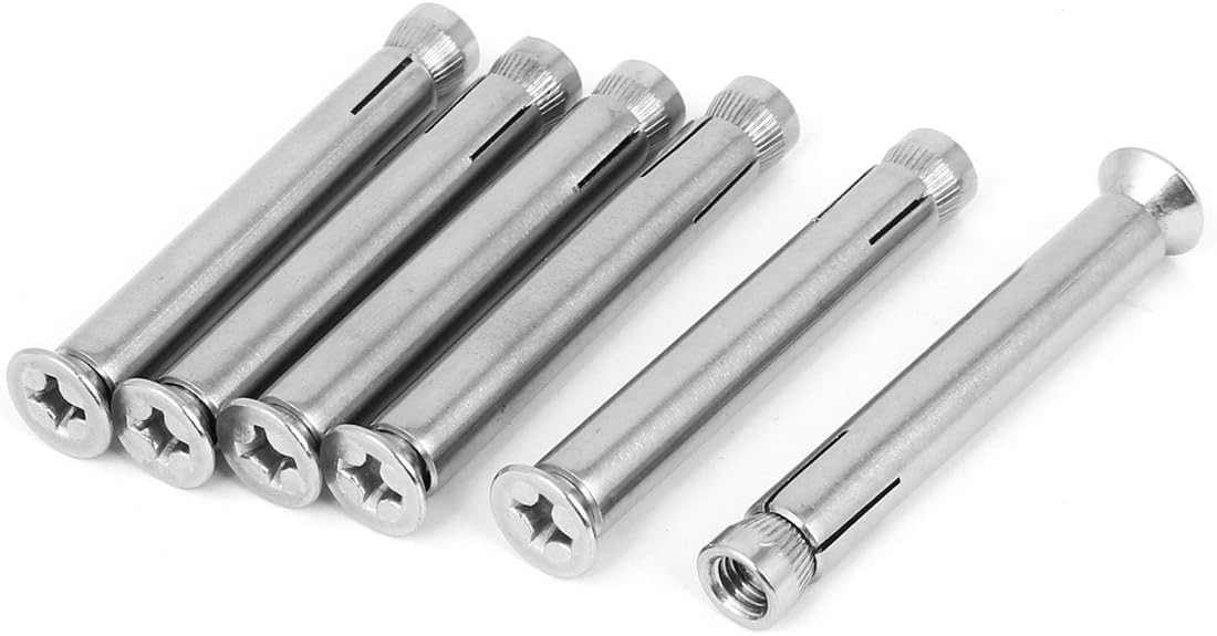 M8x80mm Flat Screws & Bolts Phillips Head Split Sleeve Expansion Anchor Bolts Anchor Bolts Fastener 6pcs