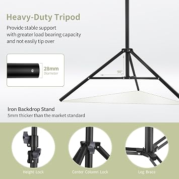 Backdrop Stand 10x7ft(WxH) Photo Studio Adjustable Backdrop Stand Kit Photography Backdrops with 4 Crossbars, 6 Clamps, 4 Spring Clip, 2 Sandbags and Carry Bag for Parties/Wedding/Photography