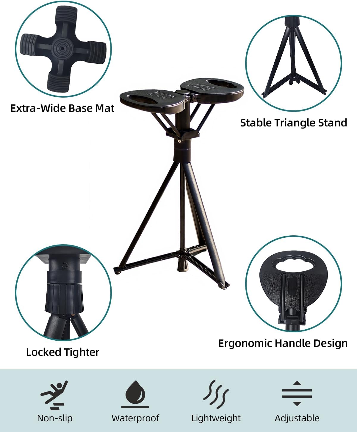 Portable Walking Cane with Seat, Adjustable 34"-37" Foldable Lightweight Aluminum Anti-Slip Walking Stick for Men & Women, 550 Lbs Cane with Chair for Travel Hiking with Carry Bag