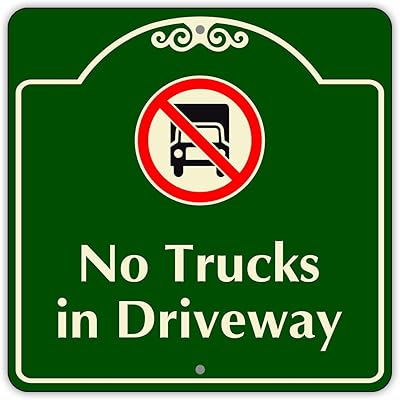 Afterprints No Trucks in Driveway Private Drive Safety Unique Aluminum Metal Sign 12