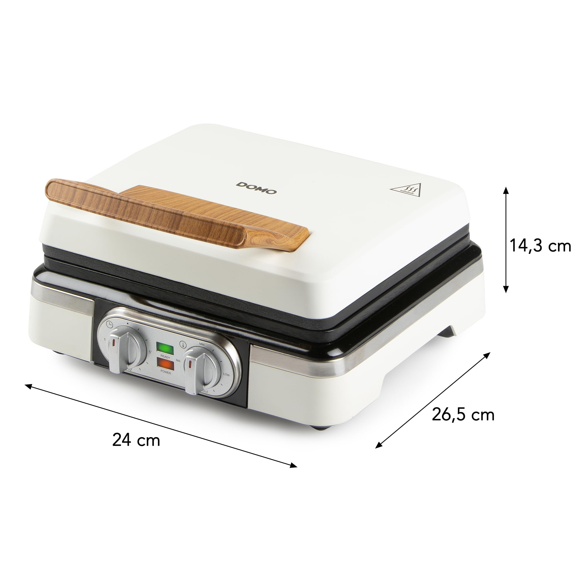 DOMO DO9280W Waffeleisen - Waffelautomat - Doppelwaffeleisen für Belgische Waffeln - Antihaftbeschichtung - Mit integrierter Timer - Kabelaufbewahrung - 1520W – Weiß