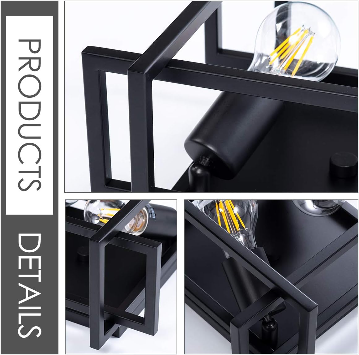 VILUXY Contemporary Rectangle Flush Mount Ceiling Light Fixture with Black Shade for Hallway, Entryway, Passway, Dining Room, Bedroom, Balcony Living Room Two-Light