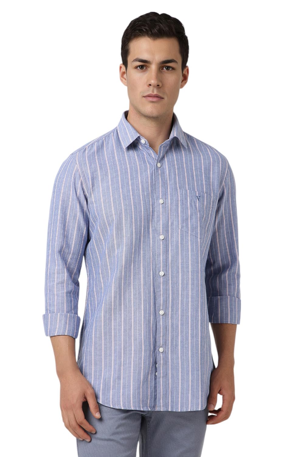 Van Heusen Casual Striped Shirt for Men| Premium Cotton| Full Sleeves| Slim Fit |Breathable Fabric