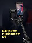 AOCHUAN Stabilisateur Gimbal pour Smartphone, 3-Axis Industrie-Standard Gimbal w/360°Rotation, Stabilisateur de téléphone Rod d'extension intégré, Gimbals professionnels avec/Fill Light pour iPhone/Android-Smart S2