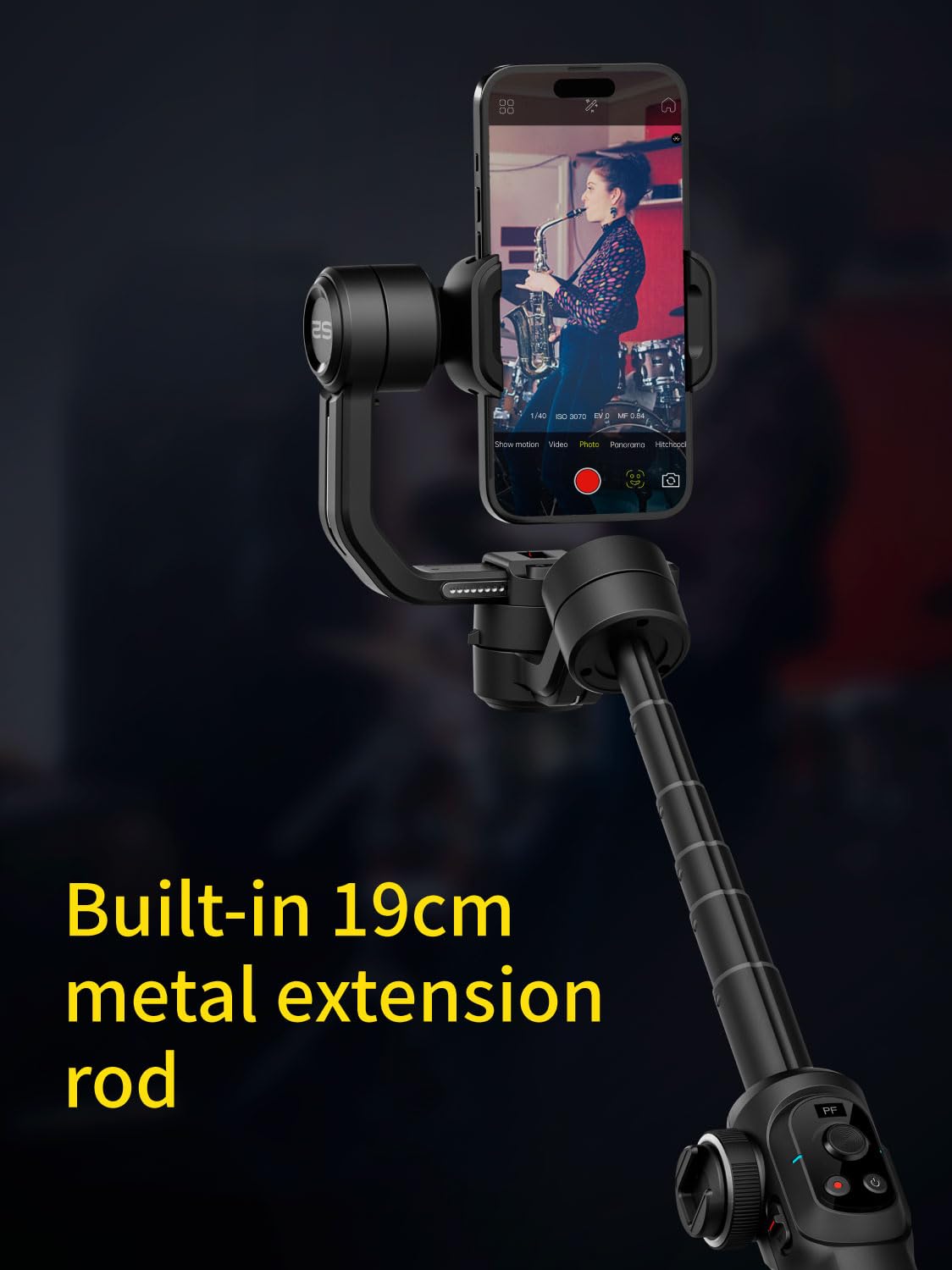 AOCHUAN Gimbal Stabilizer for Smartphone, Phone Gimbal w/8" Extension Rod, Profession 3-Axis Stabilizer w/RGB Magnetic Fill Light for Video Recording, Compatible w/iPhone/Andriod-: Smart S2