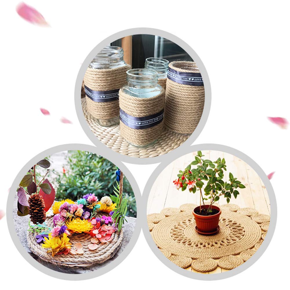 AIZYR Multiuso Corda di Canapa Artigianale - Spago di Iuta Naturale per Packaging Arts, Impacchettamento della Decorazione dei Mestieri, Scratcher per Gatti Fai da Te,9mm