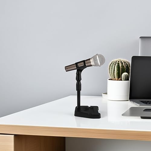 Miniatura 5 de Beaupretty Adjustable Rotation Table Top Mic Stand Clamp with U-shaped Holder Sturdy Metal Desktop Microphone Stand for Gaming Singing Professional