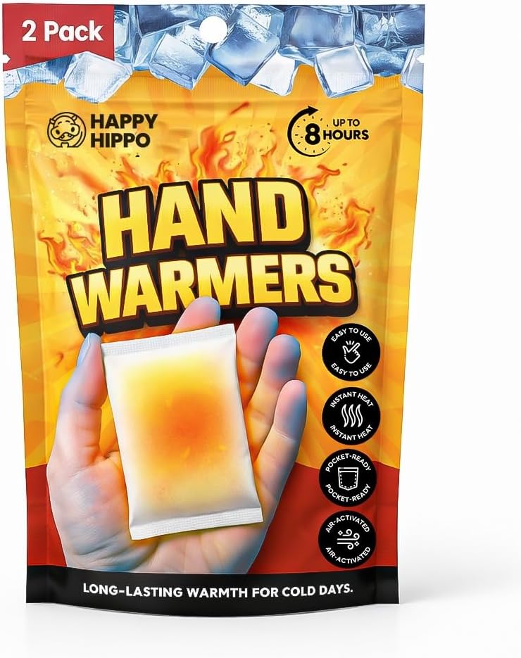Hand Warmers, Lasts 8hrs, Heats Fast, 2-3 Min Activation, Heated Hand Warmers, Camping, Hiking, Skating, Skiing, Hunting, Fishing; Blizzards, Cold Winter or Summer Nights