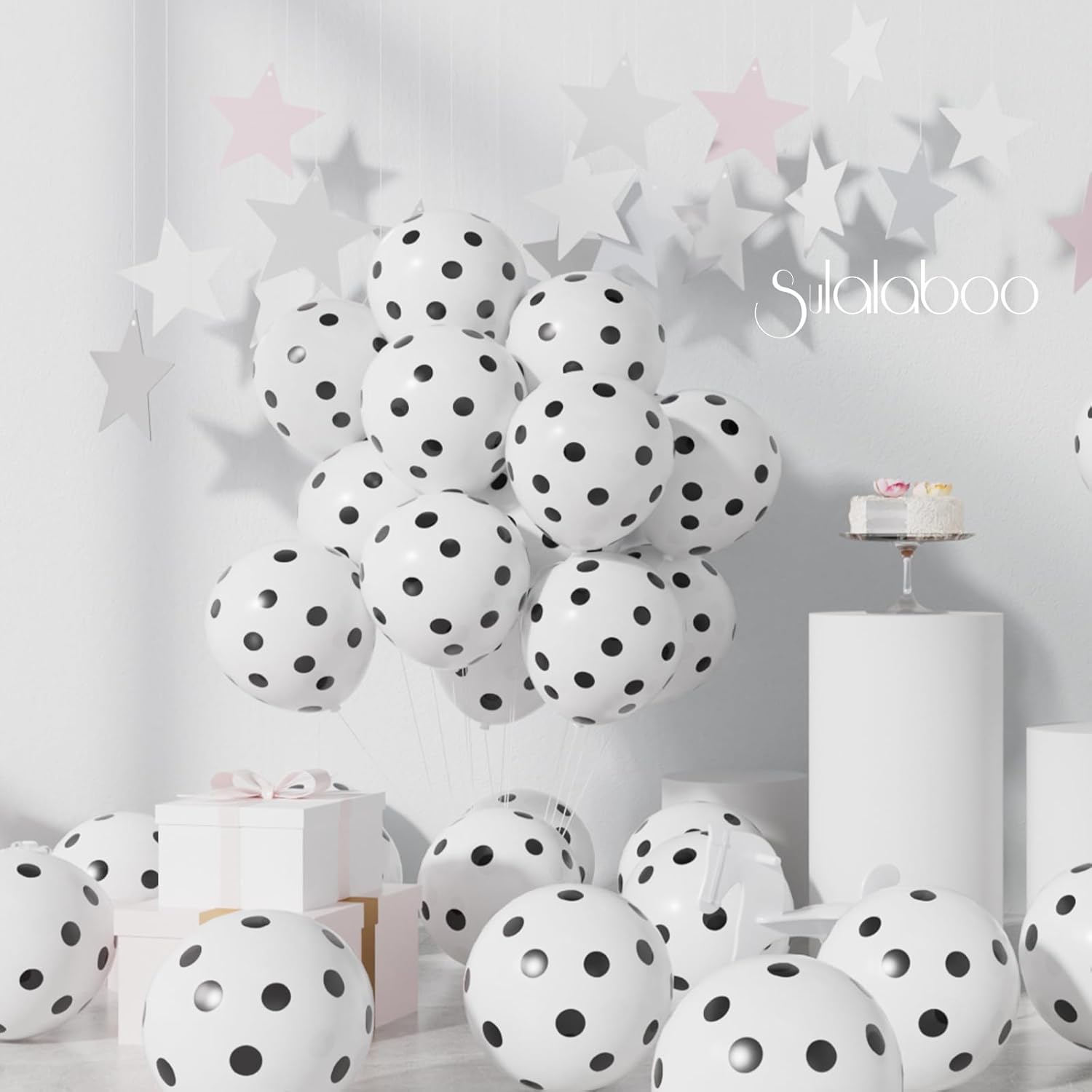 60PCS White Polka Dot Balloons 12 Inch Latex Helium Round Party Balloons Kit for Birthday Party Decorations - Image 4