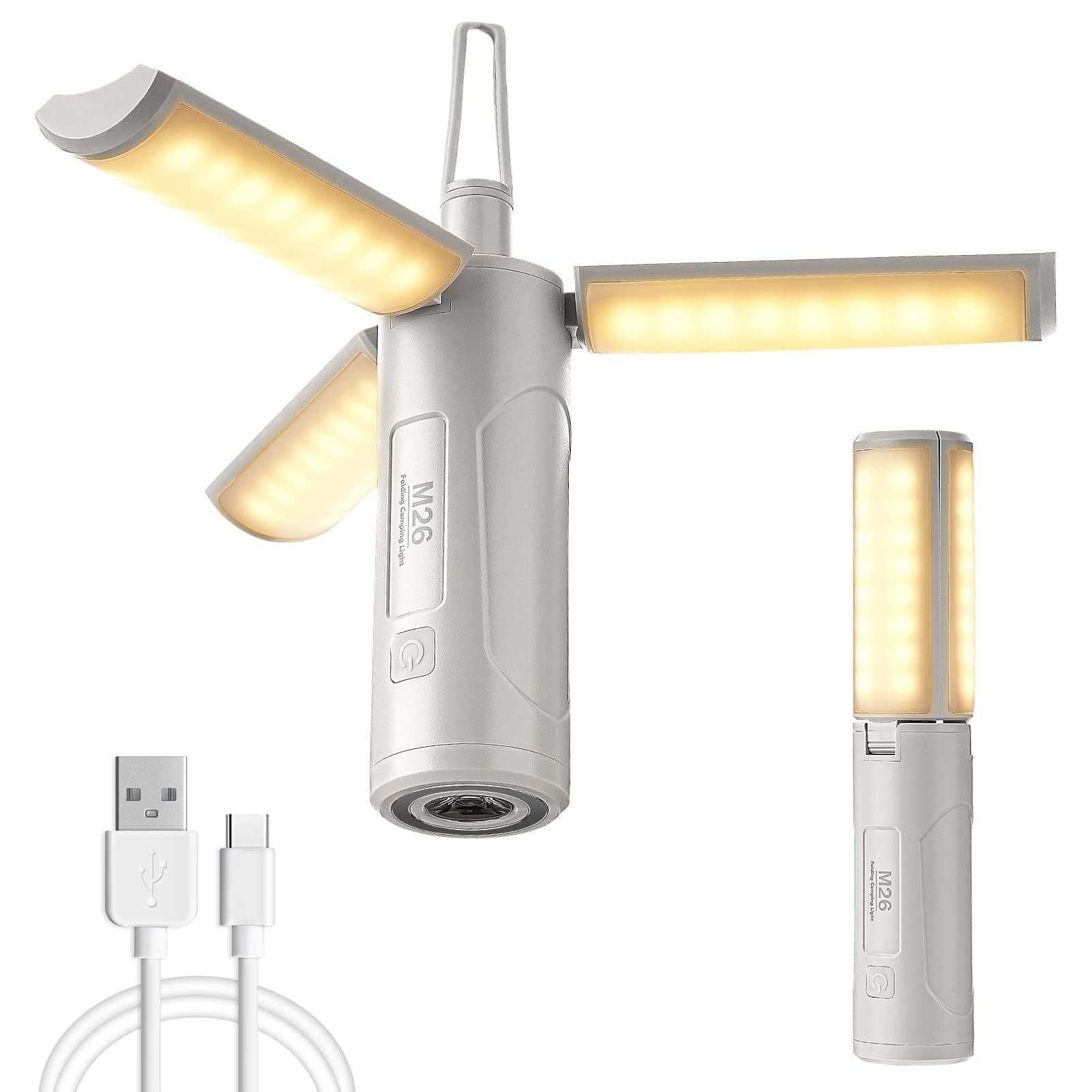 TERRIFI Camping Lantern, 3500mAh Hanging Torches Lamp - 3 Light Modes - IPX5 Waterproof LED Lantern for Tents, Hiking, Picnics, Emergencies - Energy-Efficient