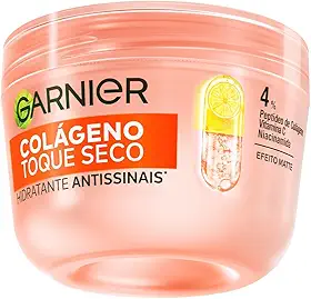 Garnier Hidratante Facial Antissinais Toque Seco, com Colágeno, Niacinamida e Vitamina C, Aumenta a Firmeza e Elasticidade da Pele, 48h de Hidratação, 85g