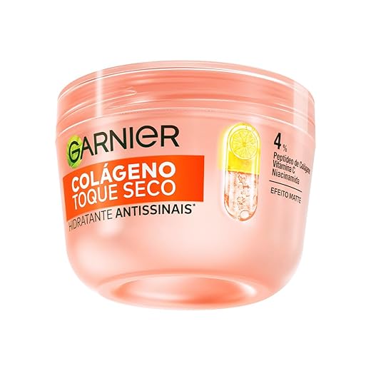 Garnier Hidratante Facial Antissinais Toque Seco, com Colágeno, Niacinamida e Vitamina C, Aumenta a Firmeza e Elasticidade da Pele, 48h de Hidratação, 85g
