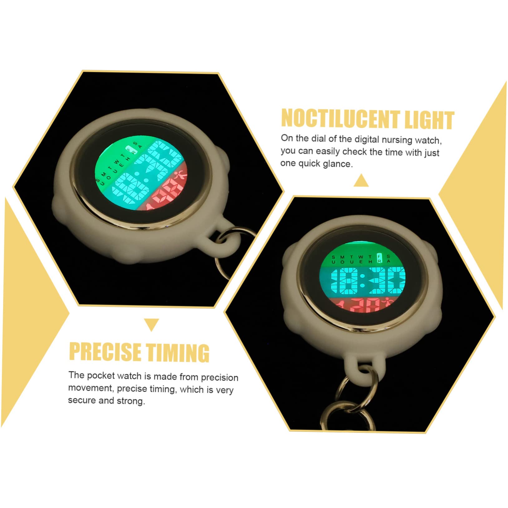 VALICLUD 3piezas Reloj De Bolsillo Digital Clip Cronómetro Preciso para Profesionales Salud Ligero y Práctico Colgante Bolsillo
