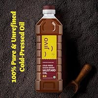 JIVOO Cold Pressed Kachi Ghani Mustard Oil, Chemical Free, 1 Litre, for Roasting, Frying, Baking