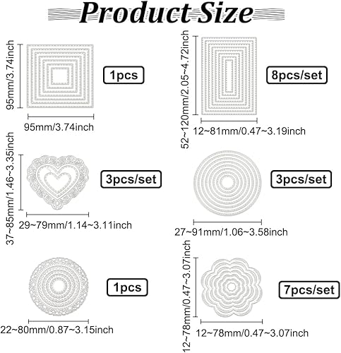 Miniatura 2 de BENECREAT 6 juegos de troqueles de corte de metal para álbumes de recortes, troqueles de anidación con caja de almacenamiento transparente para