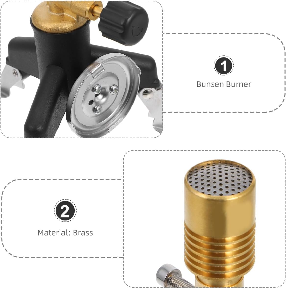 OUNONA Portable Brass Burner Multifunctional Laboratory Gas Torch Efficient Heat Dissipation for Outdoor and Laboratory Use Compact Lightweight Design