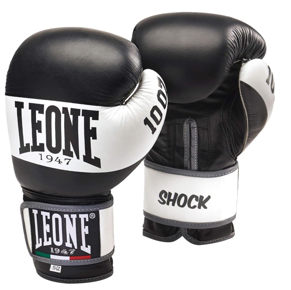 LEONE 1947 Shock Guanti Boxe, Unisex - Adulto, Nero, 10 OZ, GN047