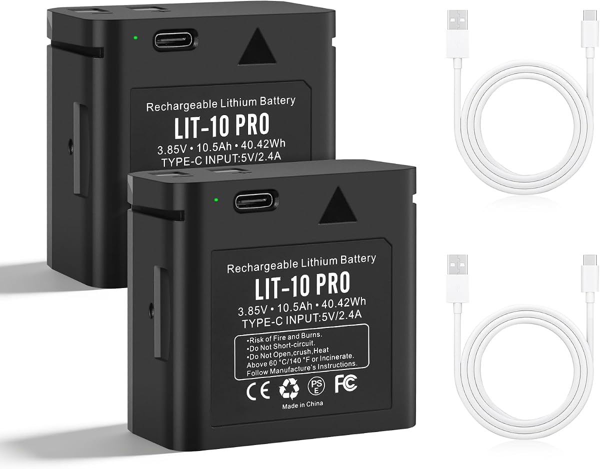 2-Pack LIT-10 Rechargeable Battery Pack for Spypoint Cellular Trail Camera | 10500mAh Hunting Trail Camera Battery Compatible with Spypoint LM2, Link-Micro/Cell-Link Series