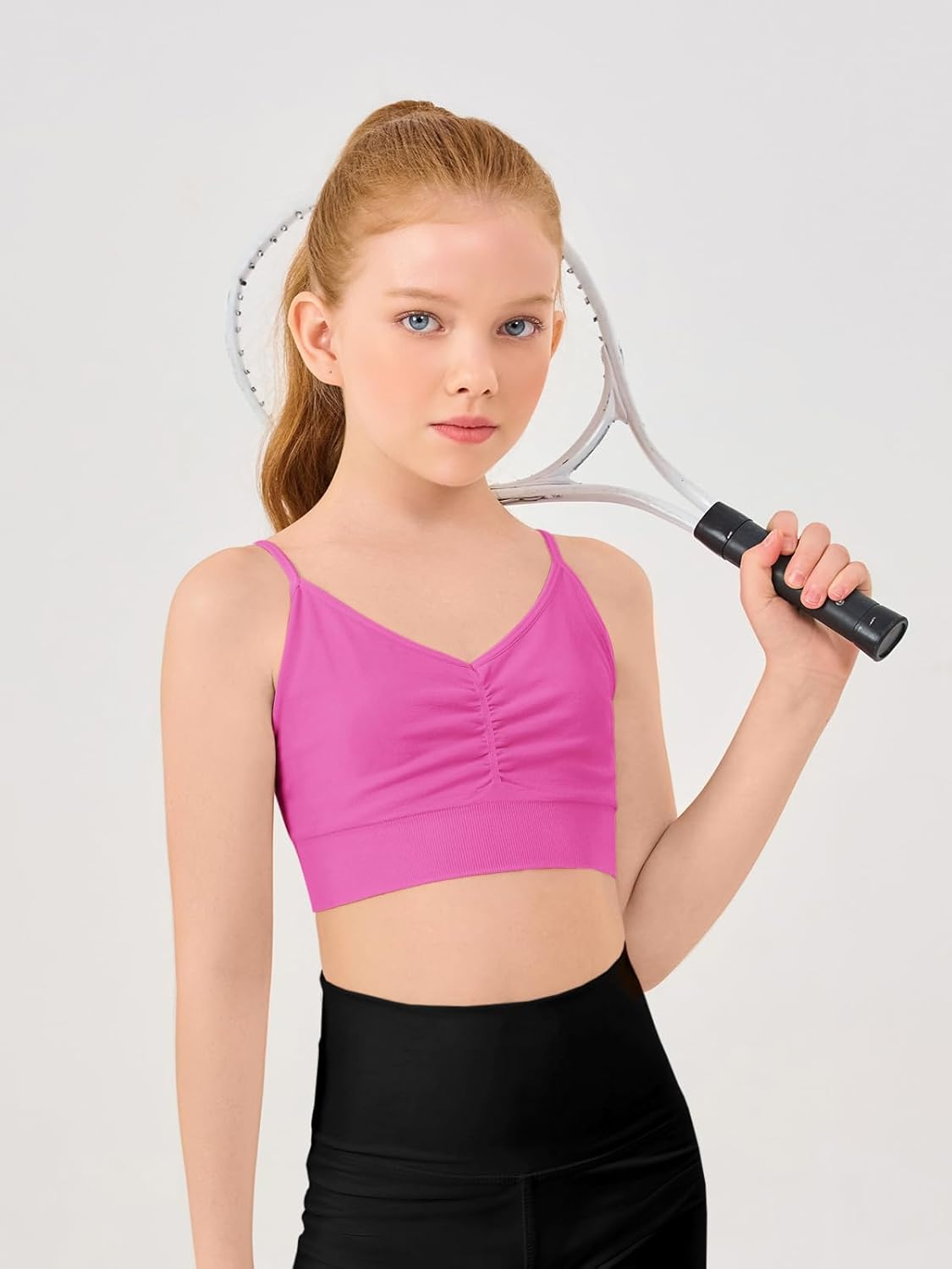 Haloumoning Girls Training Bra Kids Adjustable Sports Bra Yoga Dance Crop Top 5-14 Years - Image 2