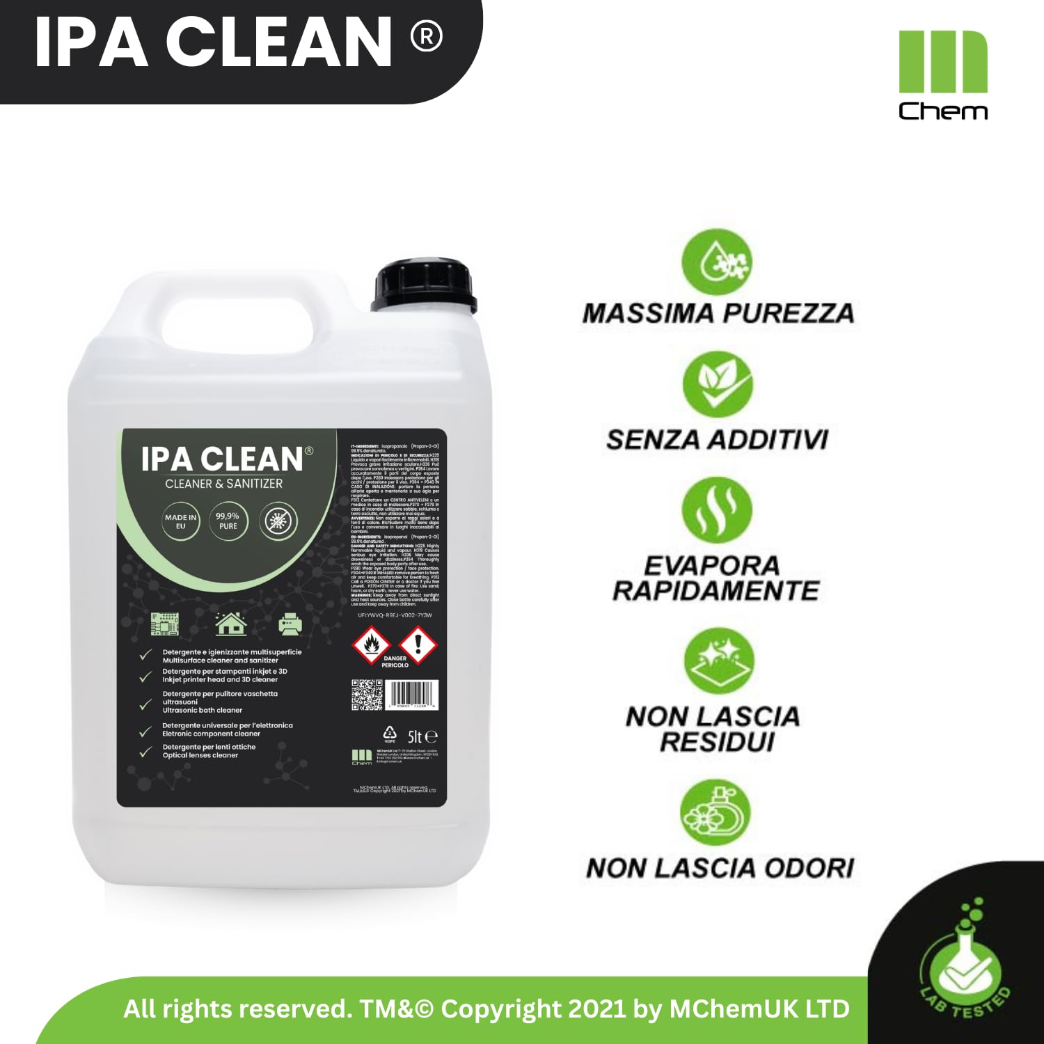 IPA CLEAN Pulizia Elettronica 10L (2x5L) – per Foto e Videocamere, Monitor, Display, PCB e Contatti Elettrici – Evaporazione Rapida Senza Residui – Alcool Isopropilico 99,9%, Isopropanolo