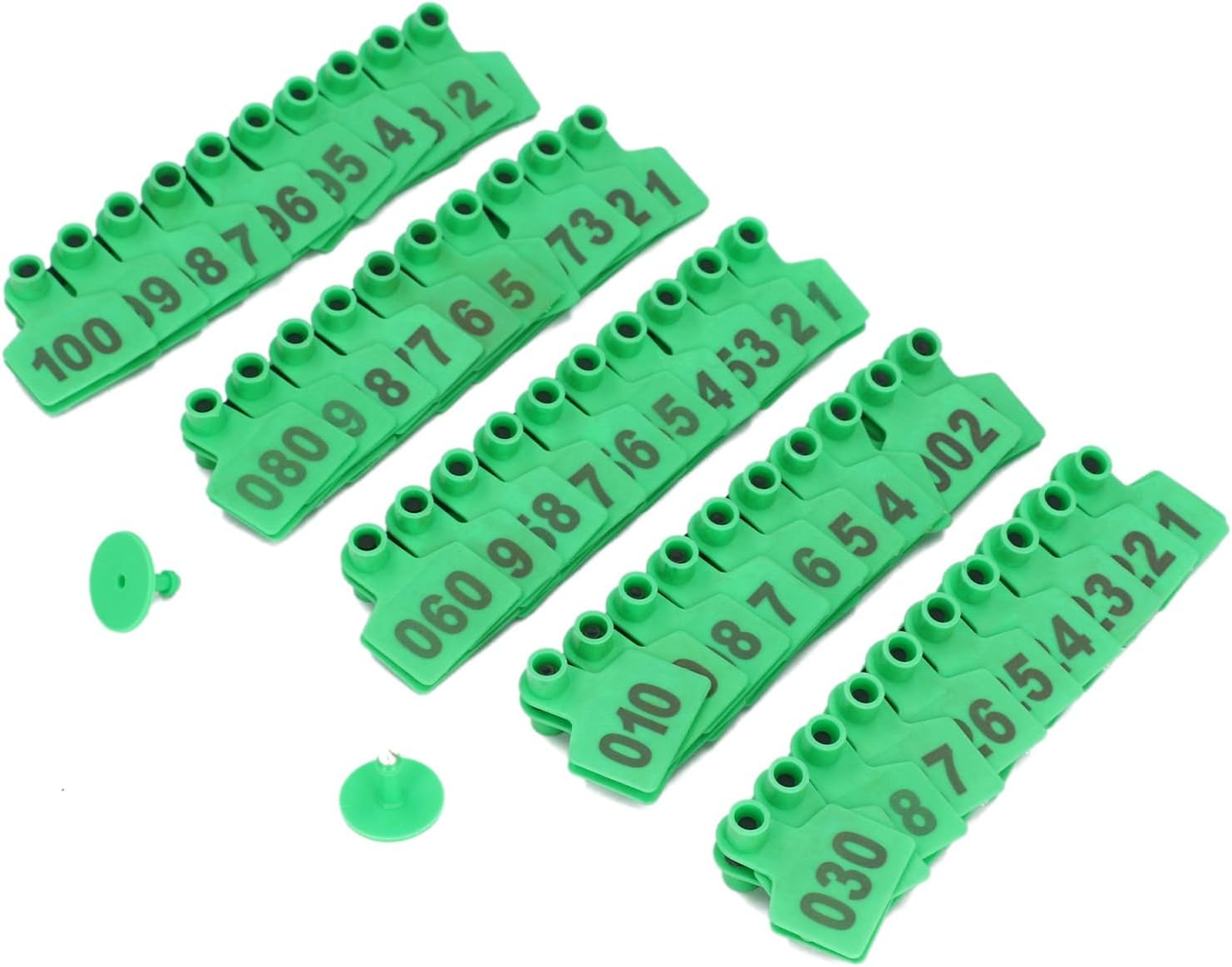 Cattle Ear, Bright Colors 001‑100 Animal Identification Ear Anti Drop for Cows Calves Pigs Goats (Green)