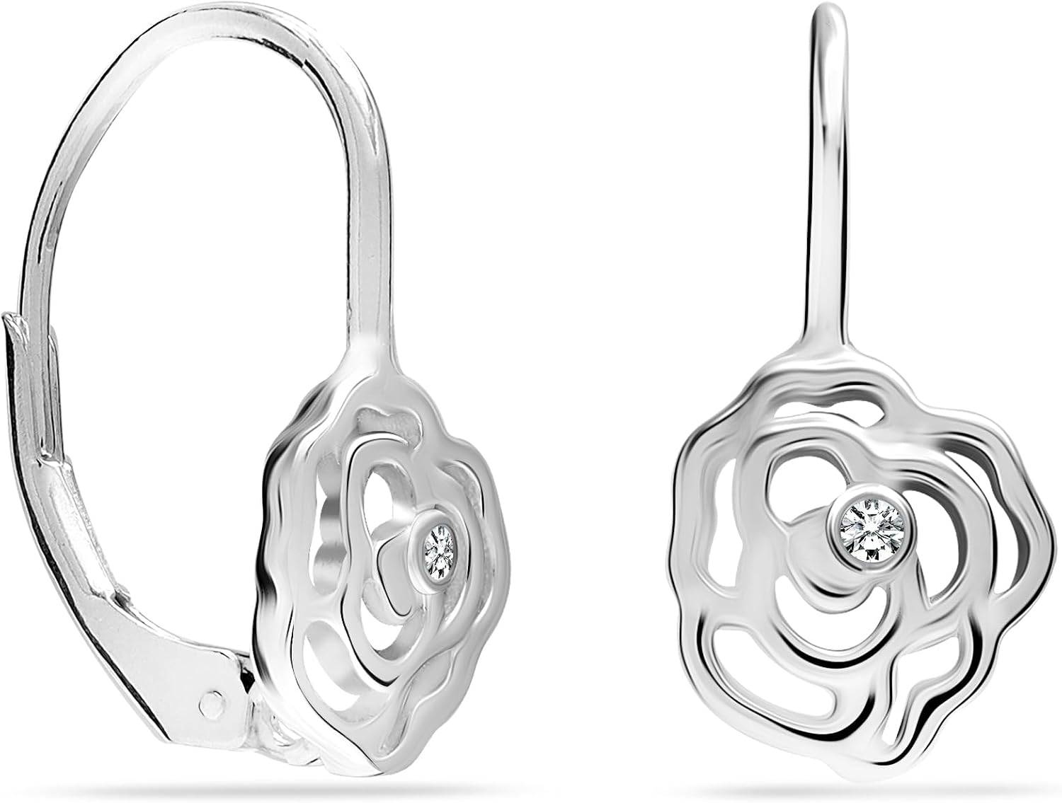 14K White Gold Plated Dangle Earrings for Women | Lightweight Leverback Drop Earrings | Jewelry for Daily Wear, Parties & Gifts