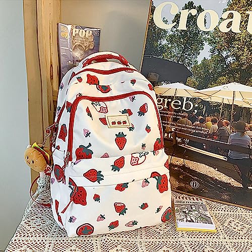UNICOLD Kawaii Backpack With Cute Accessories Large Capacity Aesthetic Printing Pattern Bag (Red)2
