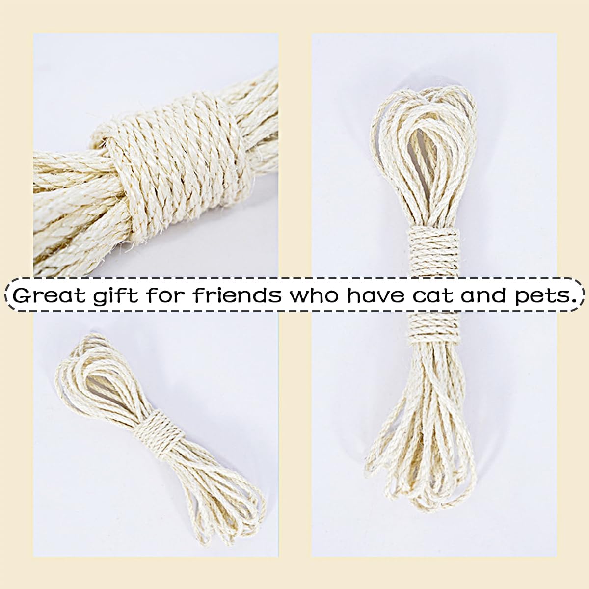 review PET SHOW 1/4 inch 6mm Cats Sisal Rope 328 Feet(100M) Cat Scratching Post Replacement Hemp Rope for Repairing Recovering DIY Scratcher Twine String for Kittens Tree Tower Toys